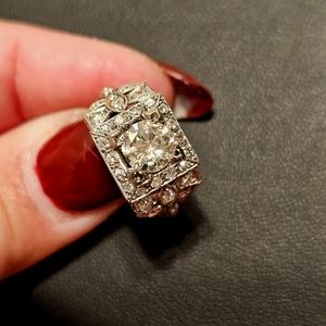 Platinum Pave Art Deco Diamond Ring size 7